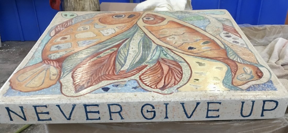 Klein grafmonument terazzo tegel