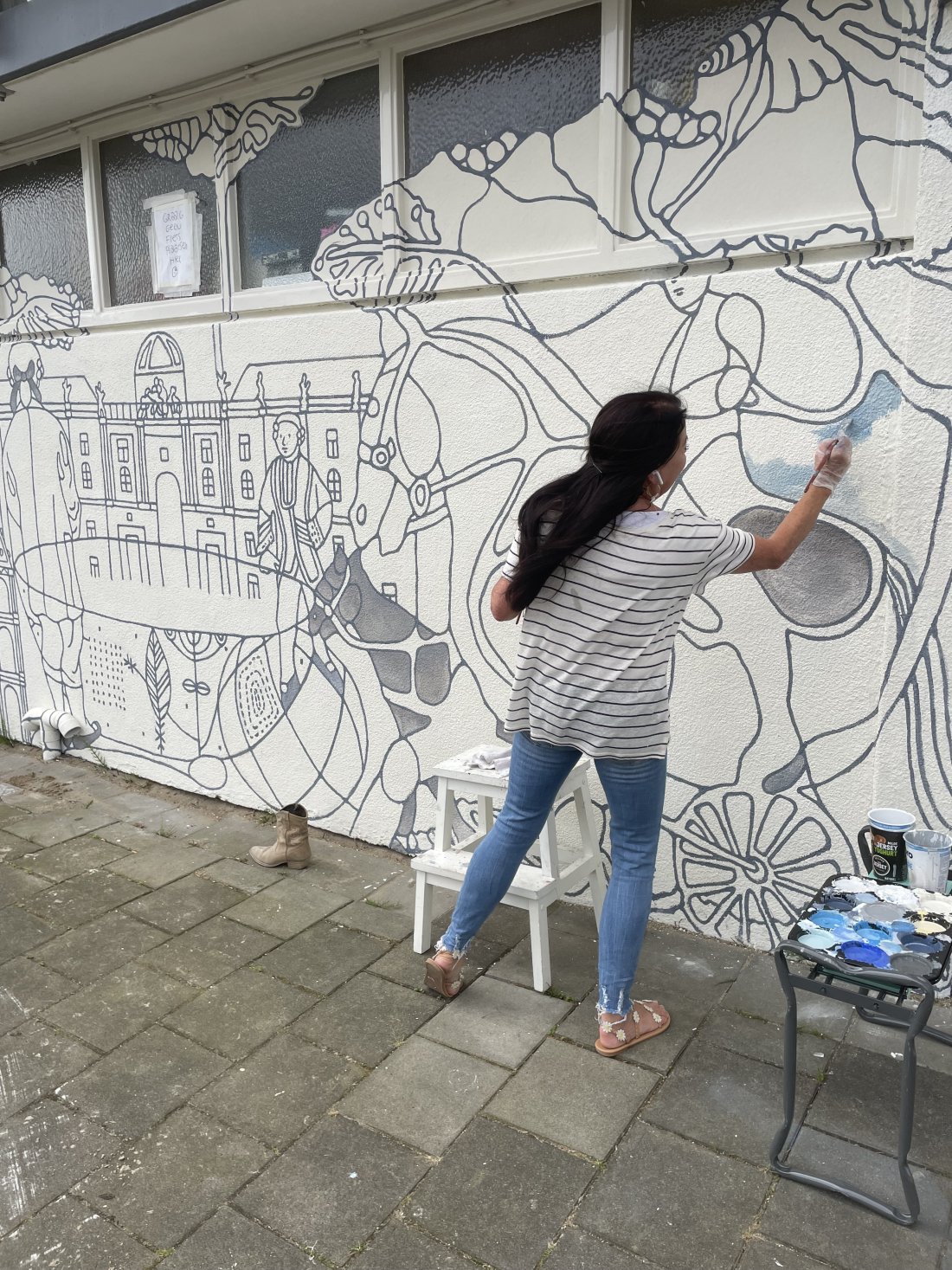 aan het werk fresco buiten wenenweg eind zomer 2014